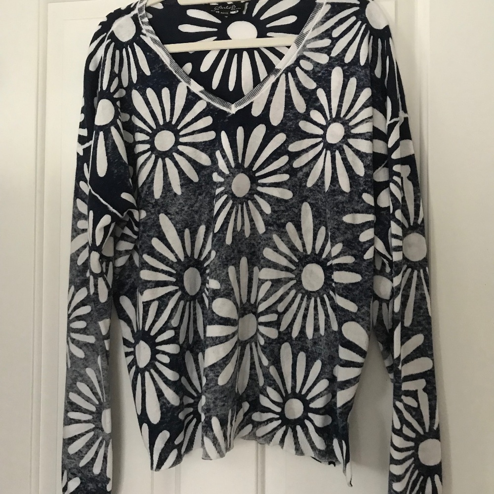 Reversible Printed V-Neck Sweater - Nautic
